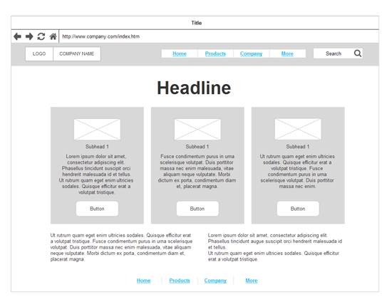 Beispiel für ein Wireframe